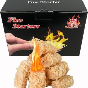 Fire Starter 35 Pcs, Individually Wrapped All-Weather Indoor/Outdoor Charcoal Starters- for Wood Stove, Indoor Fireplace Campfires, Chimney, Grill, Fire Pit, BBQ