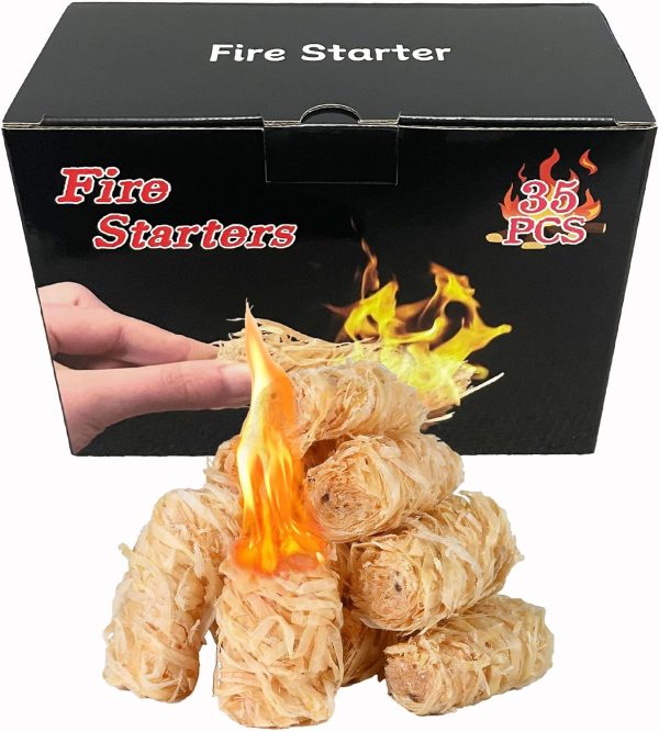 Fire Starter 35 Pcs, Individually Wrapped All-Weather Indoor/Outdoor Charcoal Starters- for Wood Stove, Indoor Fireplace Campfires, Chimney, Grill, Fire Pit, BBQ
