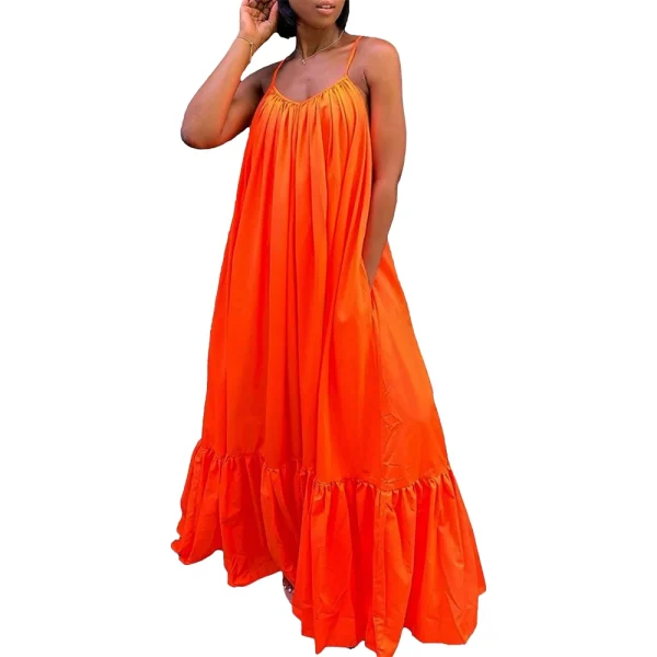 Women's Casual Dresses Plus Size Flowy Swing Maxi Summer Vacation Beach Dress with Pockets - Image 4