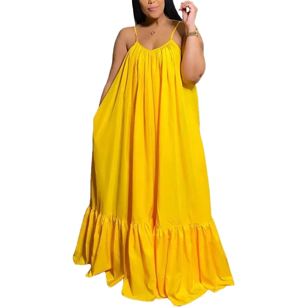 Women's Casual Dresses Plus Size Flowy Swing Maxi Summer Vacation Beach Dress with Pockets - Image 2